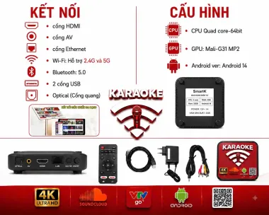 Đầu Box Smartk Karaoke - Android 14. Chuyên dụng cho karaoke kinh doanh, Music Box, Phòng giải trí...